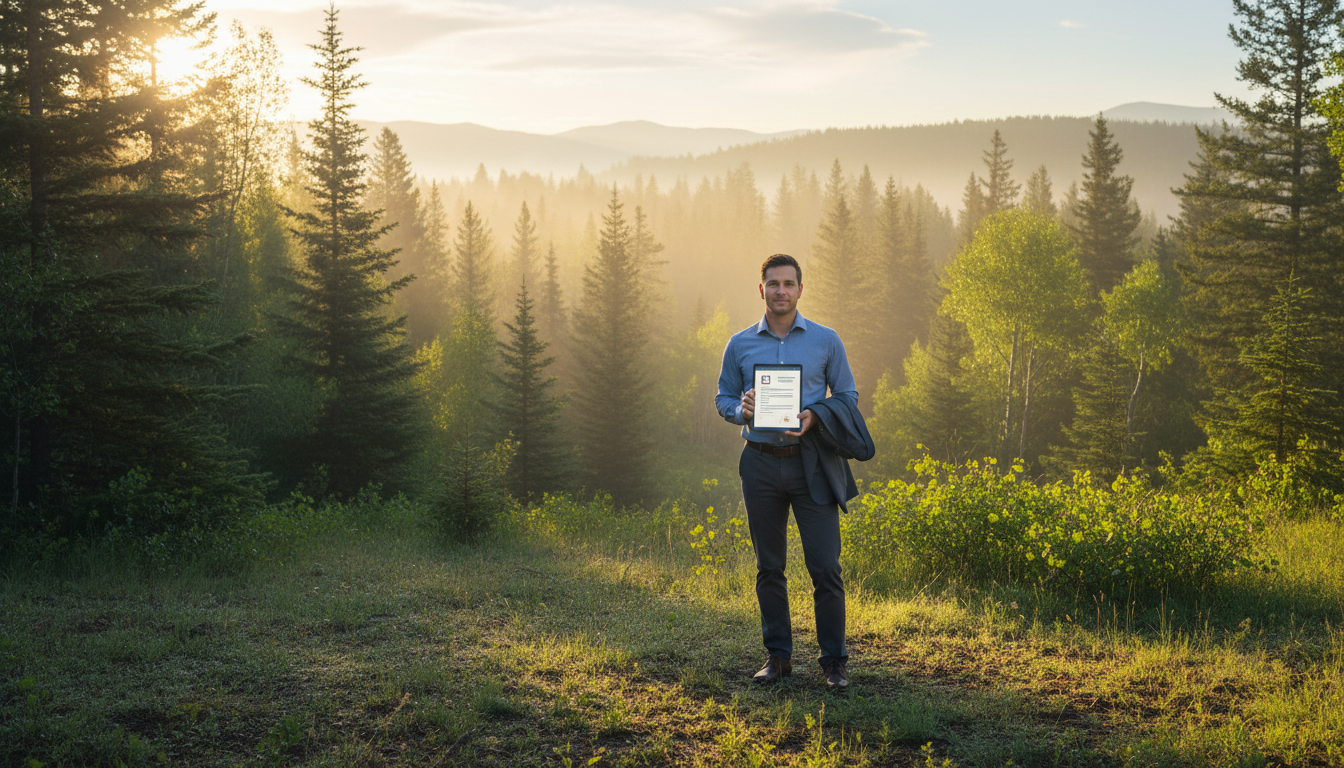 Man working in wilderness